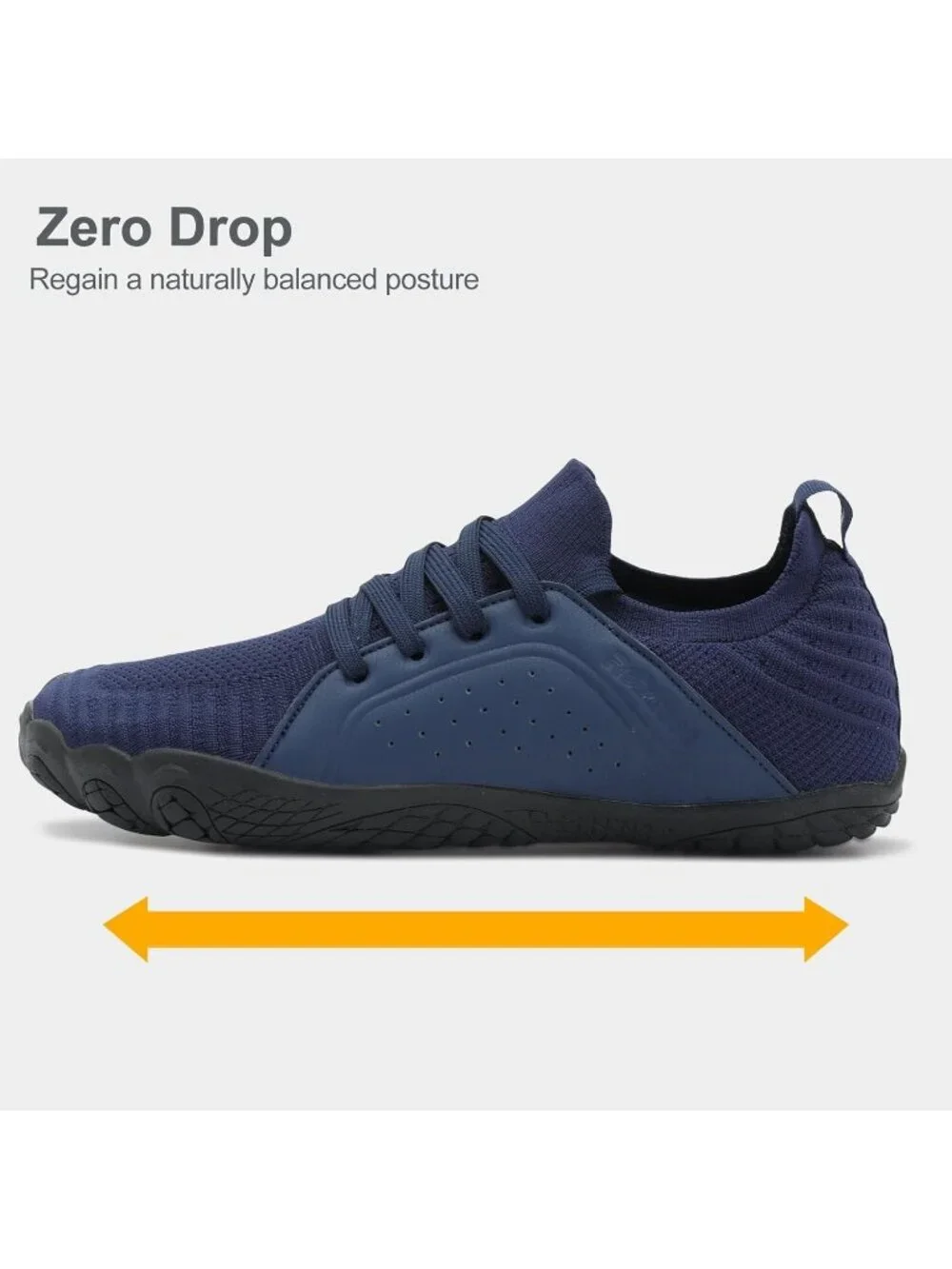 Men's Navy Barefoot Trail Running Shoes Minimalist Wide Toe Box Design Non-Slip